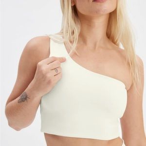 Girlfriend Collective Ivory Bianca One Shoulder Bra size M